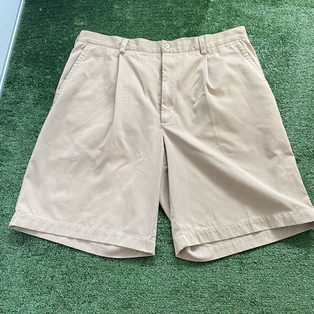 Nike Golf Shorts Golf Chino Flat Front Khaki  Dri-Fit Men's Size 36